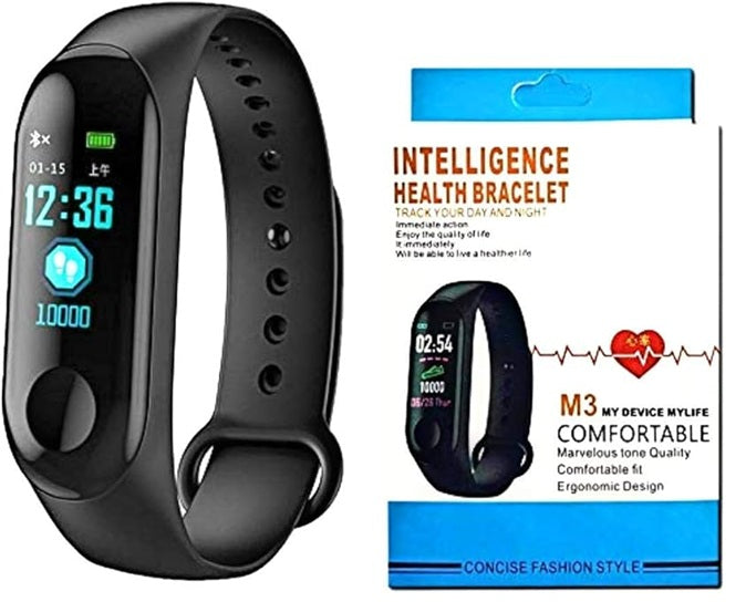 Unisex M3 Smart Fitness Bluetooth Wrist Band with Heart Rate, Sleep Monitoring Functions for All Smartphones