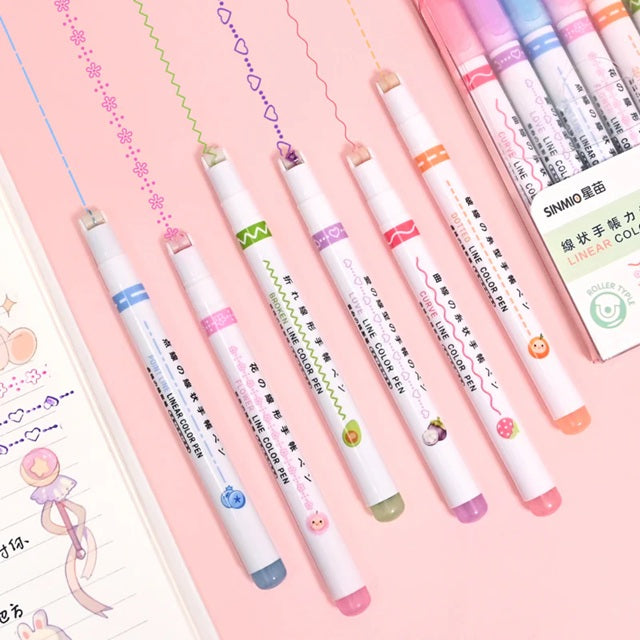 6-in-1 Pattern Roller Linear Color Pen
