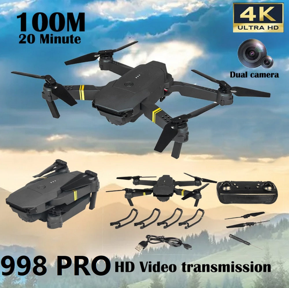998 PRO Foldable Toy Drone with HQ 4K WiFi HD Camera Remote Control for Drone